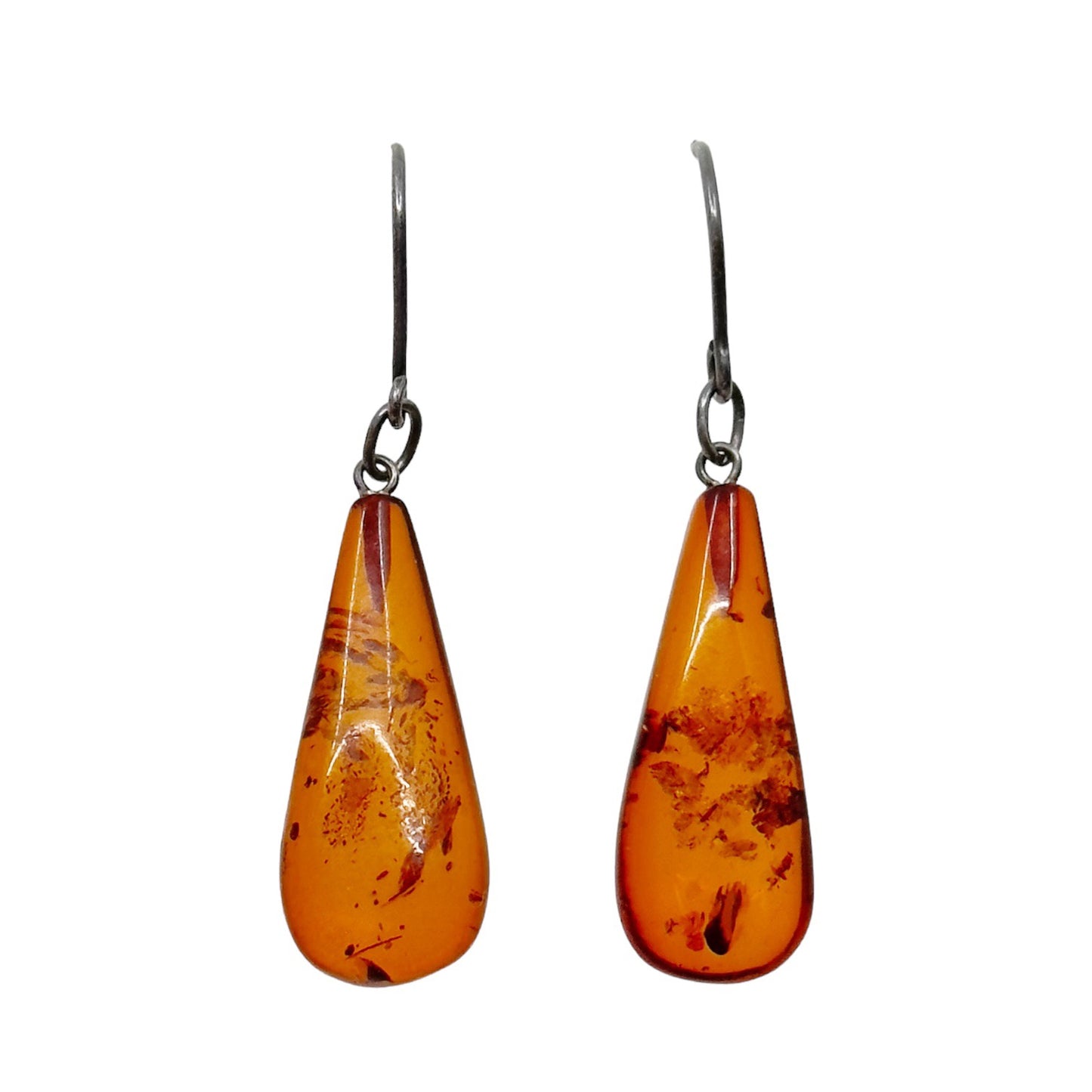 Sterling silver baltic amber drop earrings