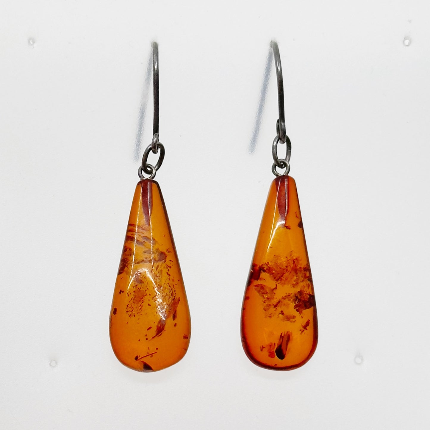 Sterling silver baltic amber drop earrings