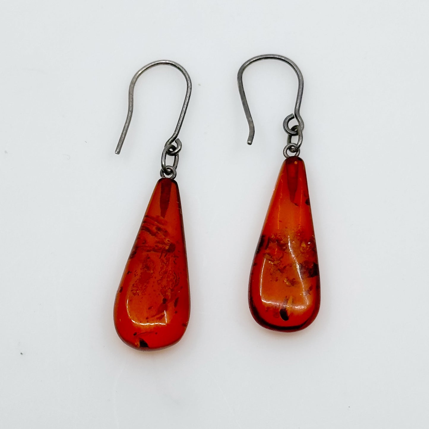 Sterling silver baltic amber drop earrings