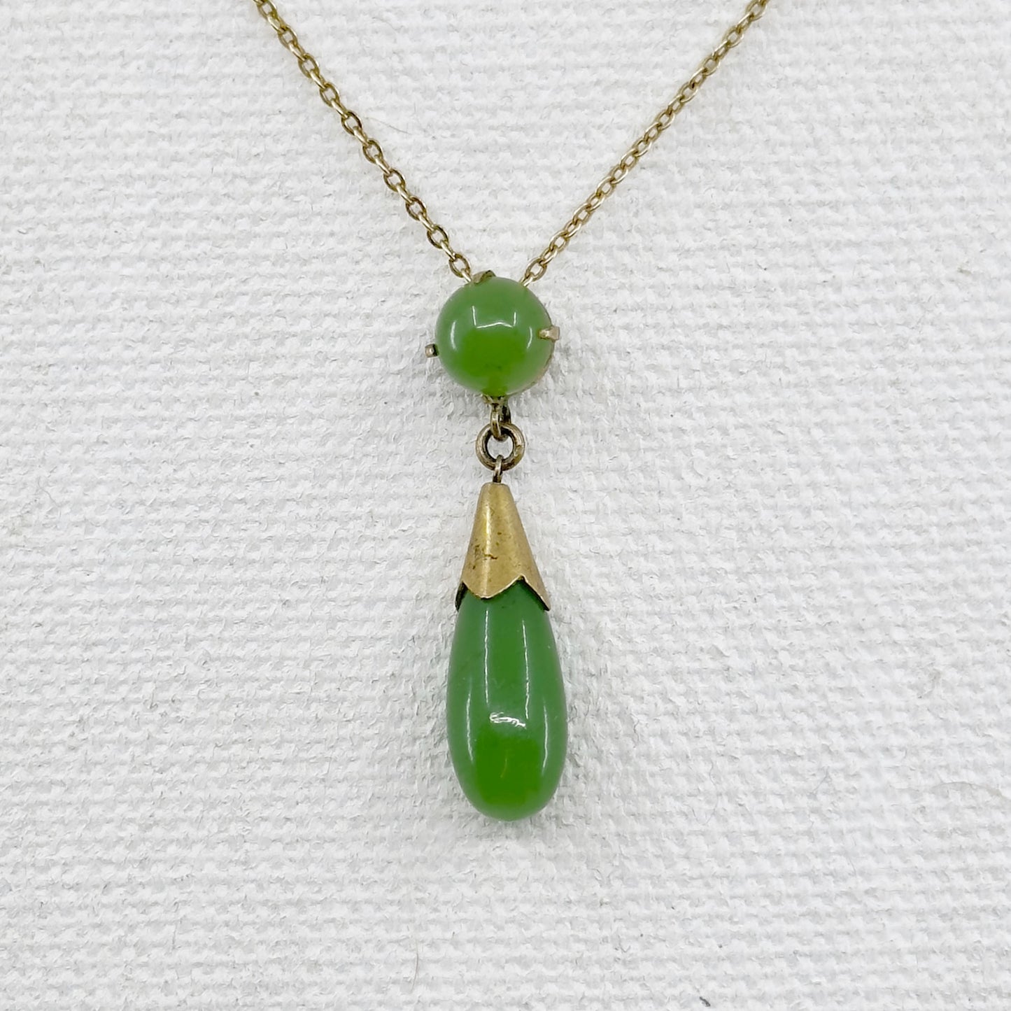 Gold Vermeil sterling silver  nephrite jade pendant necklace