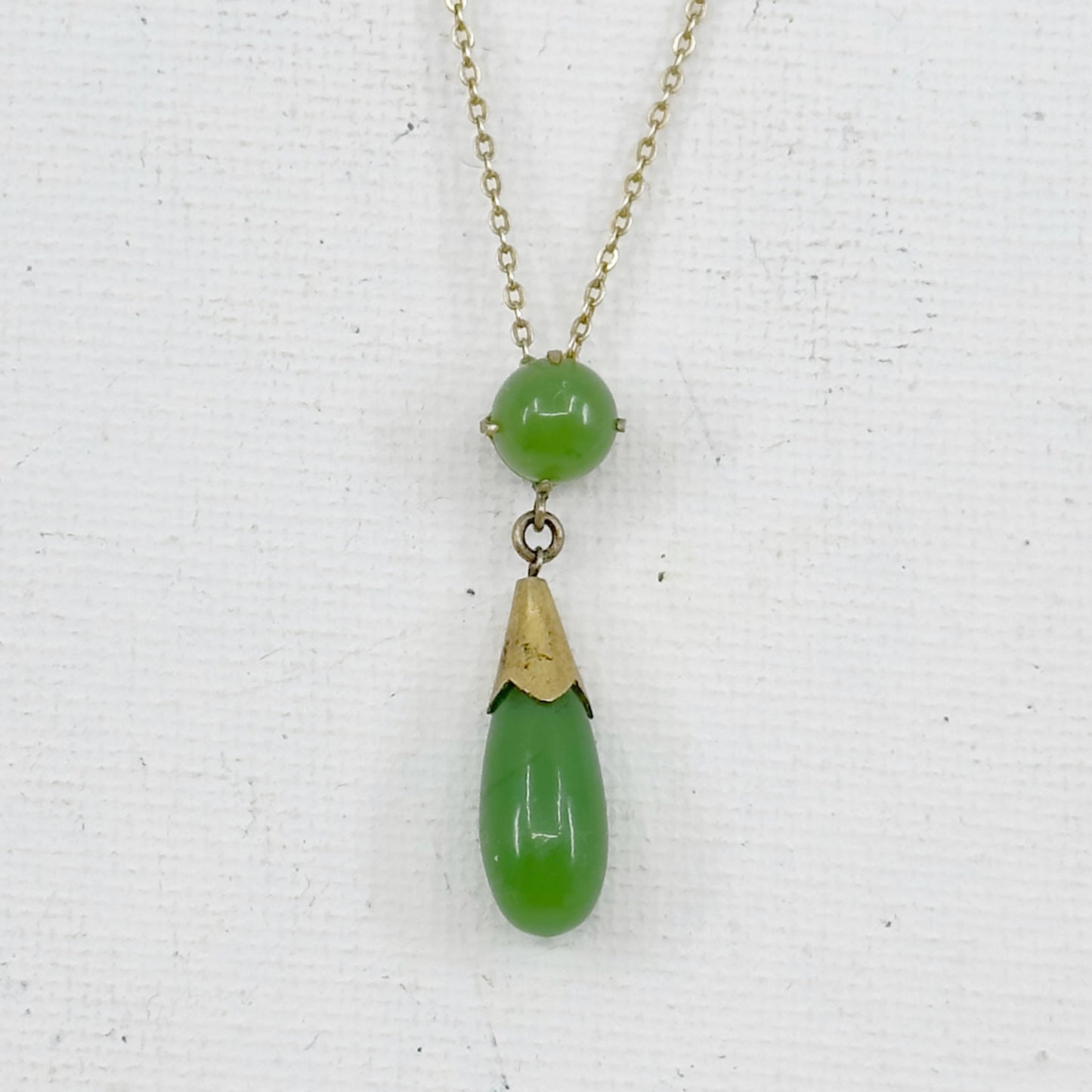 Gold Vermeil sterling silver  nephrite jade pendant necklace