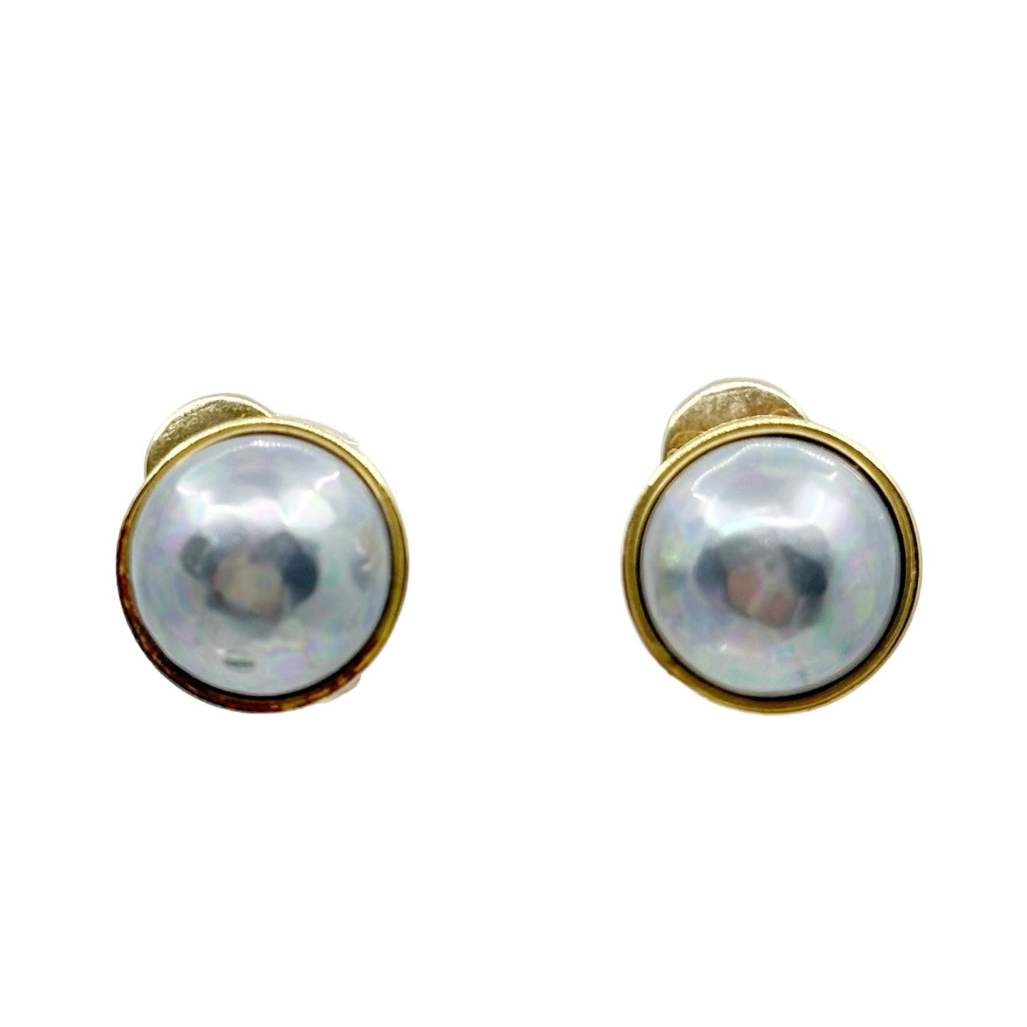 Majorica Gold Vermeil sterling silver gray mabe pearl earrings