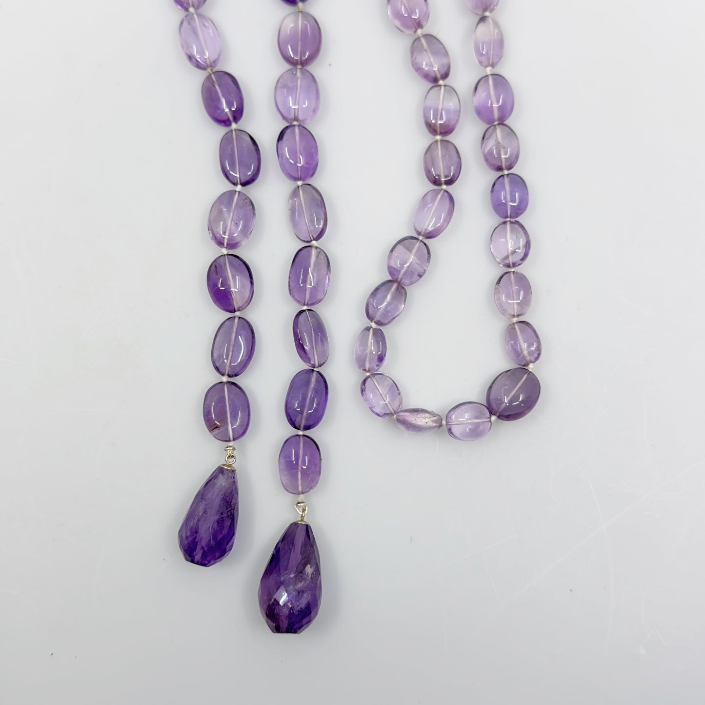 Hand made sterling silver amethyst bead wrap lariat necklace