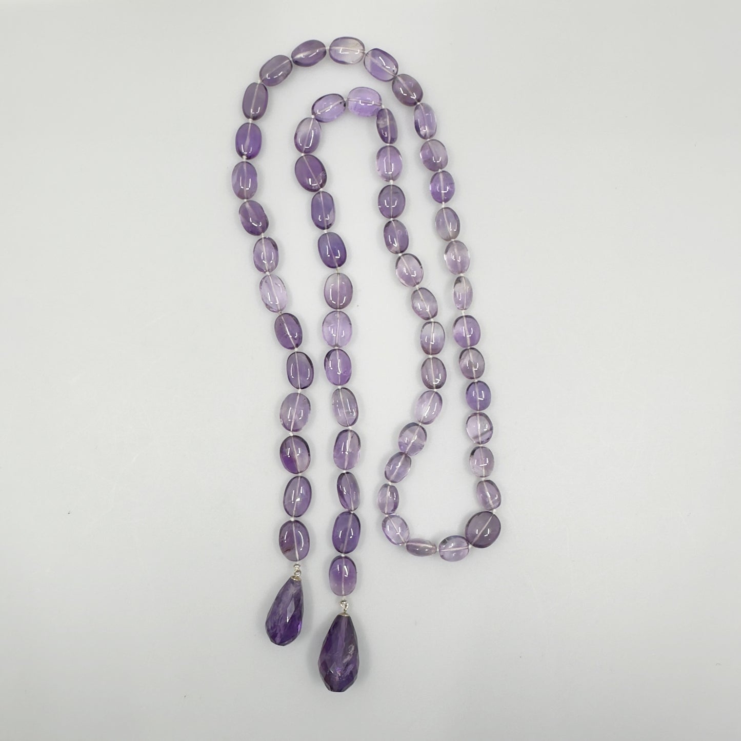 Hand made sterling silver amethyst bead wrap lariat necklace