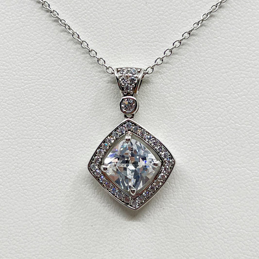 Sterling silver cubic zirconia pendant necklace