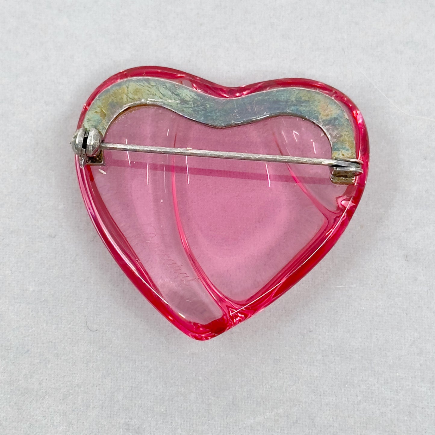 Baccarat sterling silver glass heart brooch