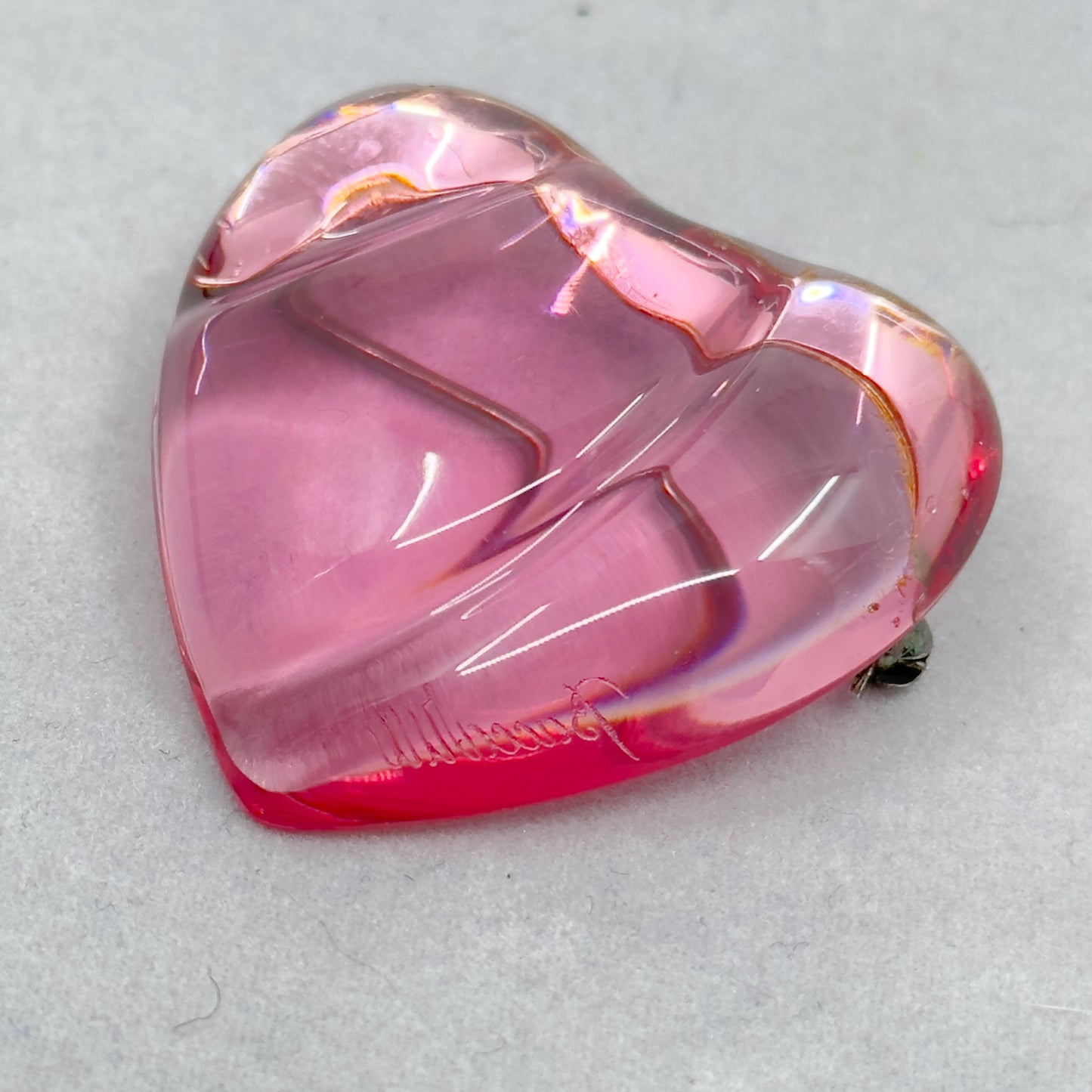 Baccarat sterling silver glass heart brooch