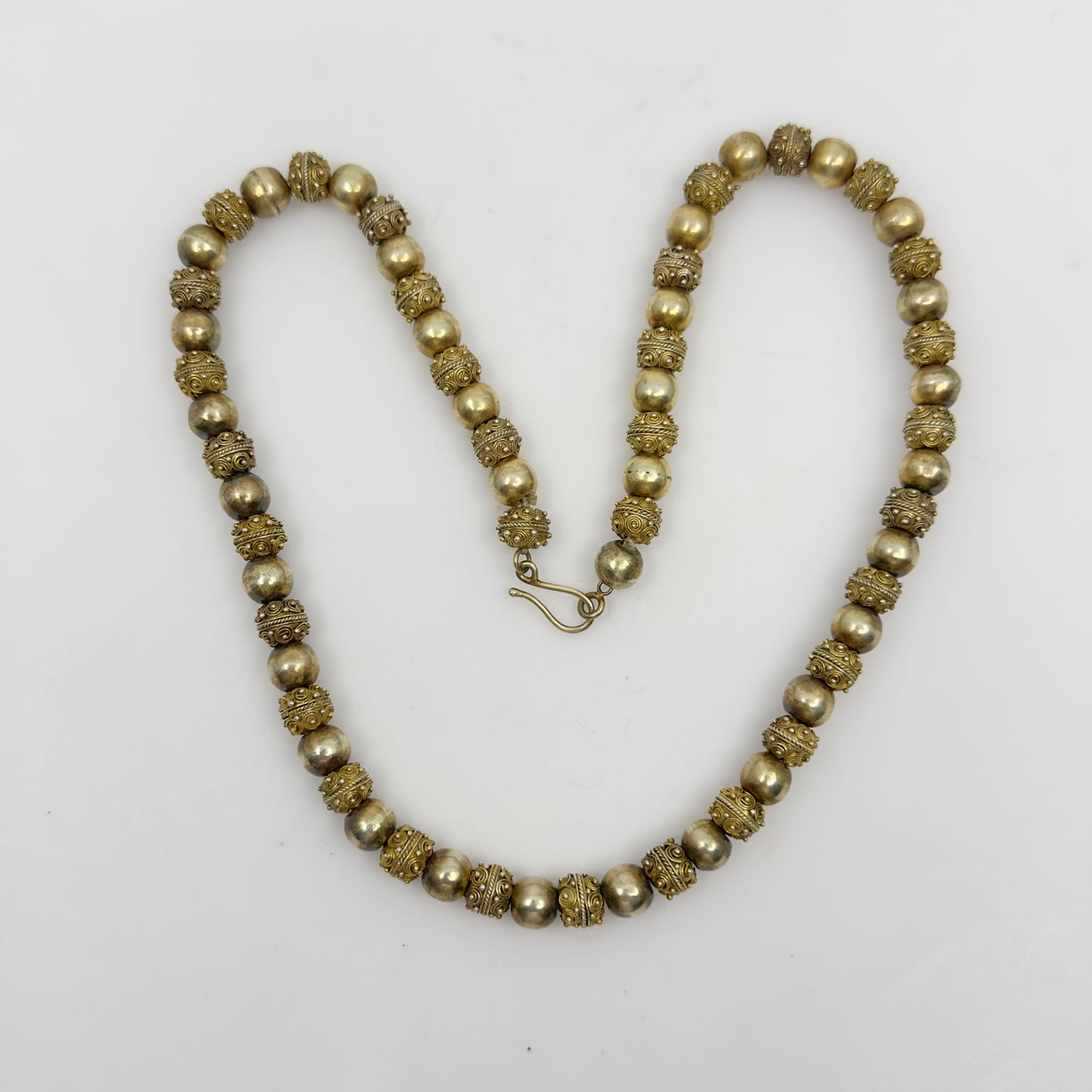 Vintage Gold over sterling silver Etruscan bead necklace