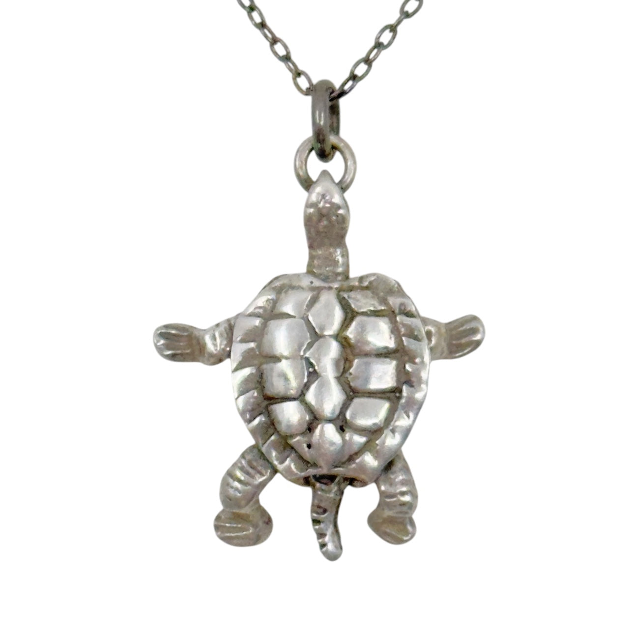 Sterling silver articulated turtle pendant