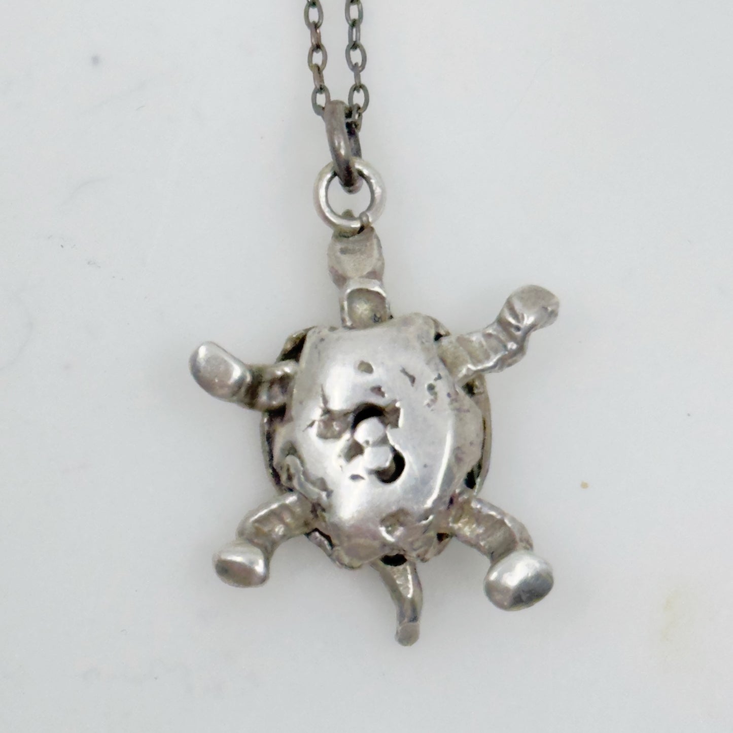 Sterling silver articulated turtle pendant