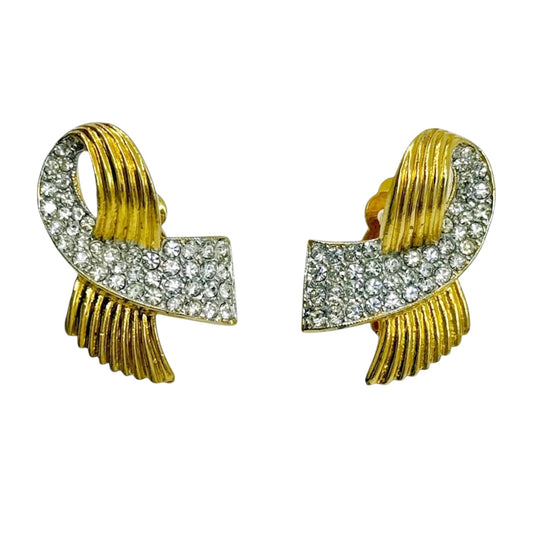 Kenneth J Lane gold tone rhinestone clip on earrings - GM1163