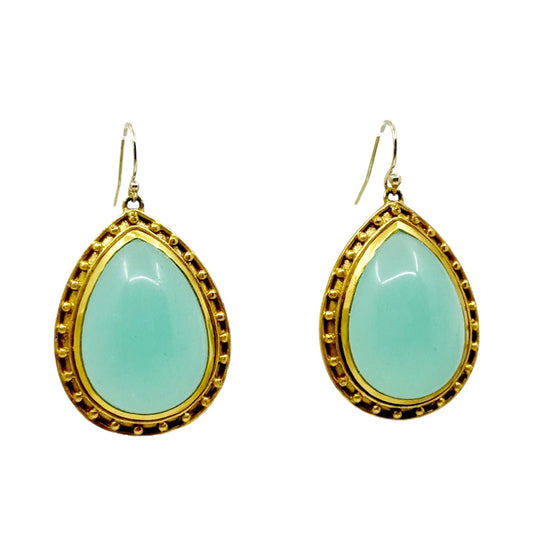 Gold Tone chalcedony drop earrings - GM1184