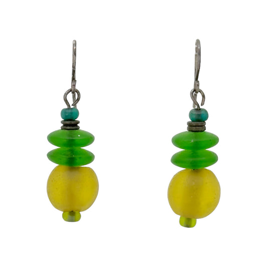 Sterling silver glass bead drop earrings