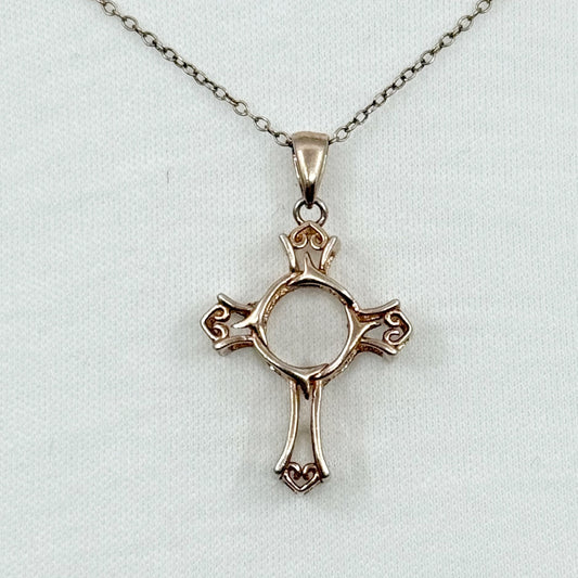 14k rose gold vermeil sterling silver cross necklace GM709