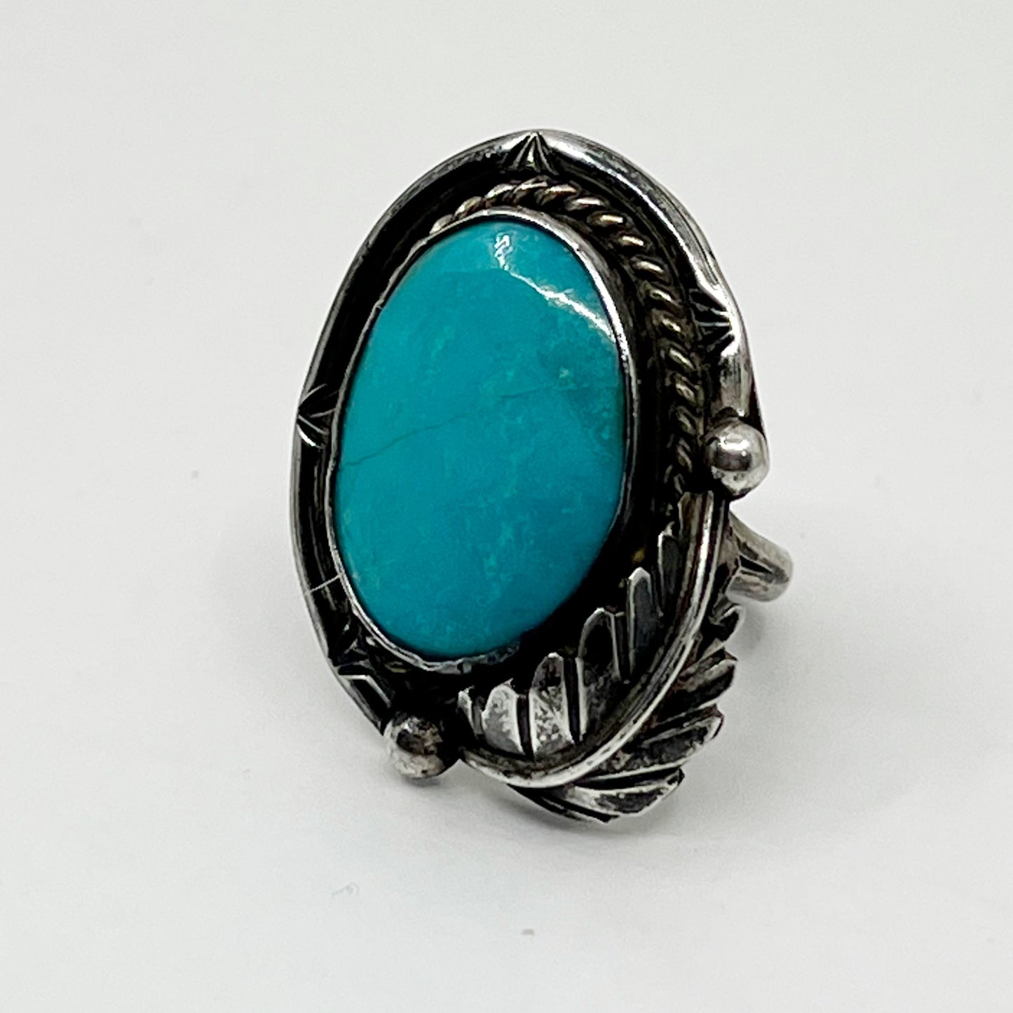 Steven Apachito Navajo sterling silver turquoise ring