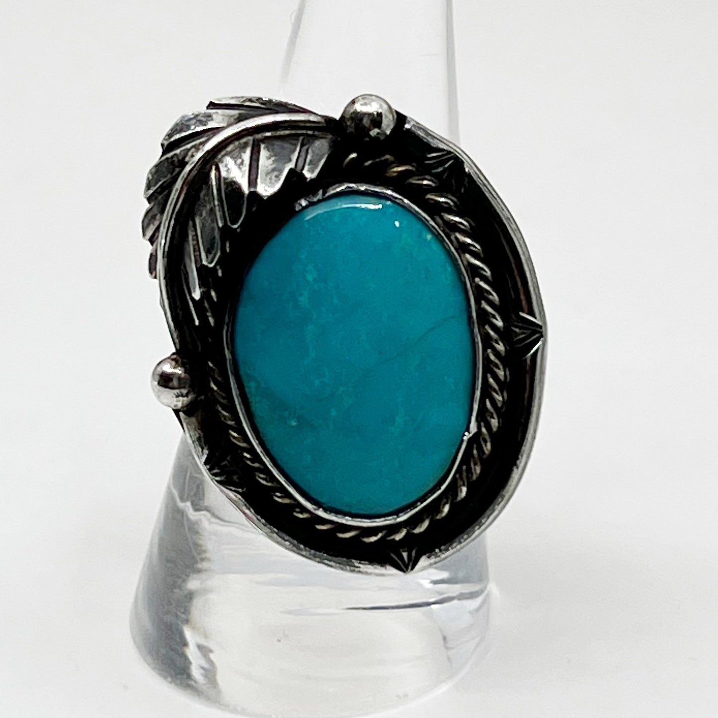 Steven Apachito Navajo sterling silver turquoise ring