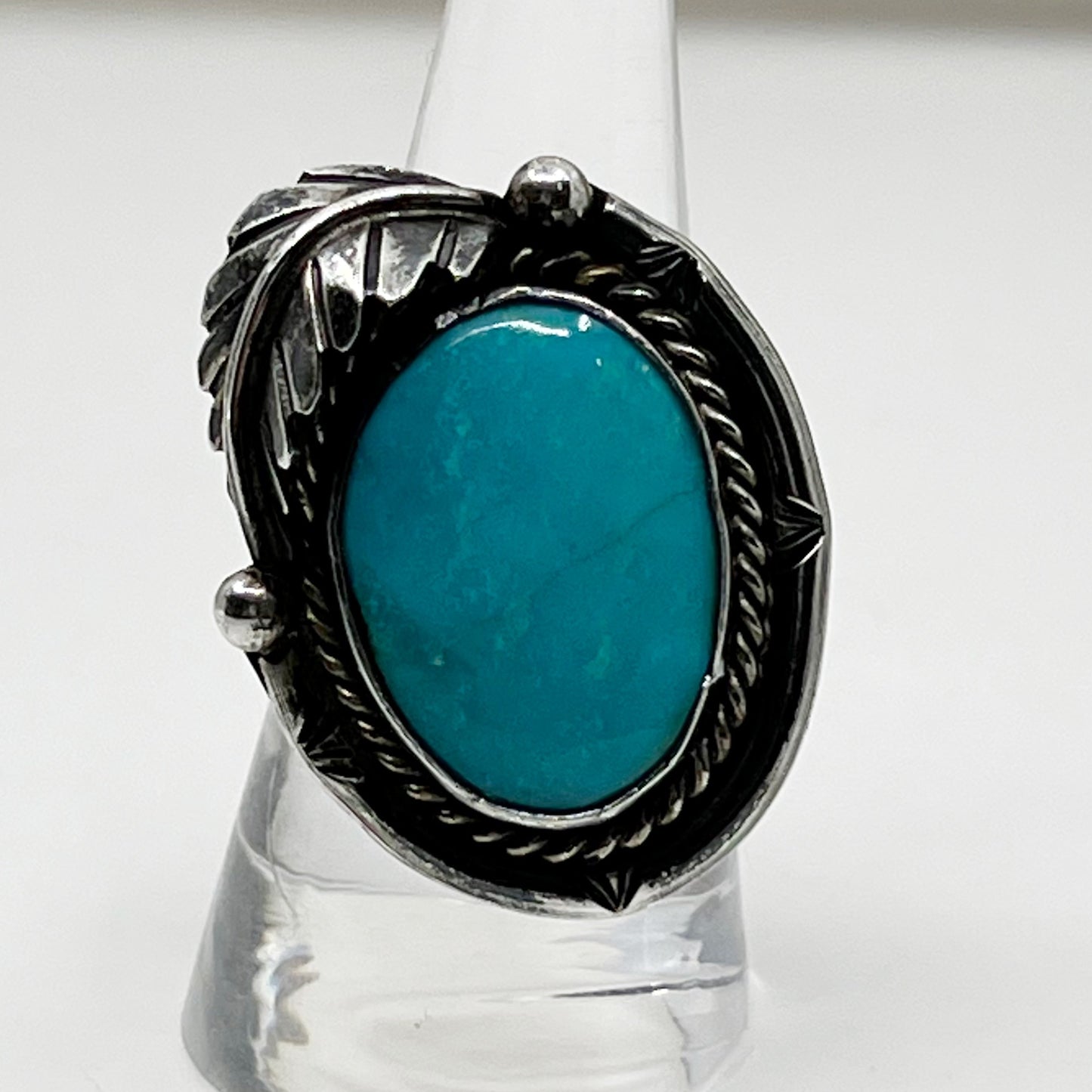 Steven Apachito Navajo sterling silver turquoise ring