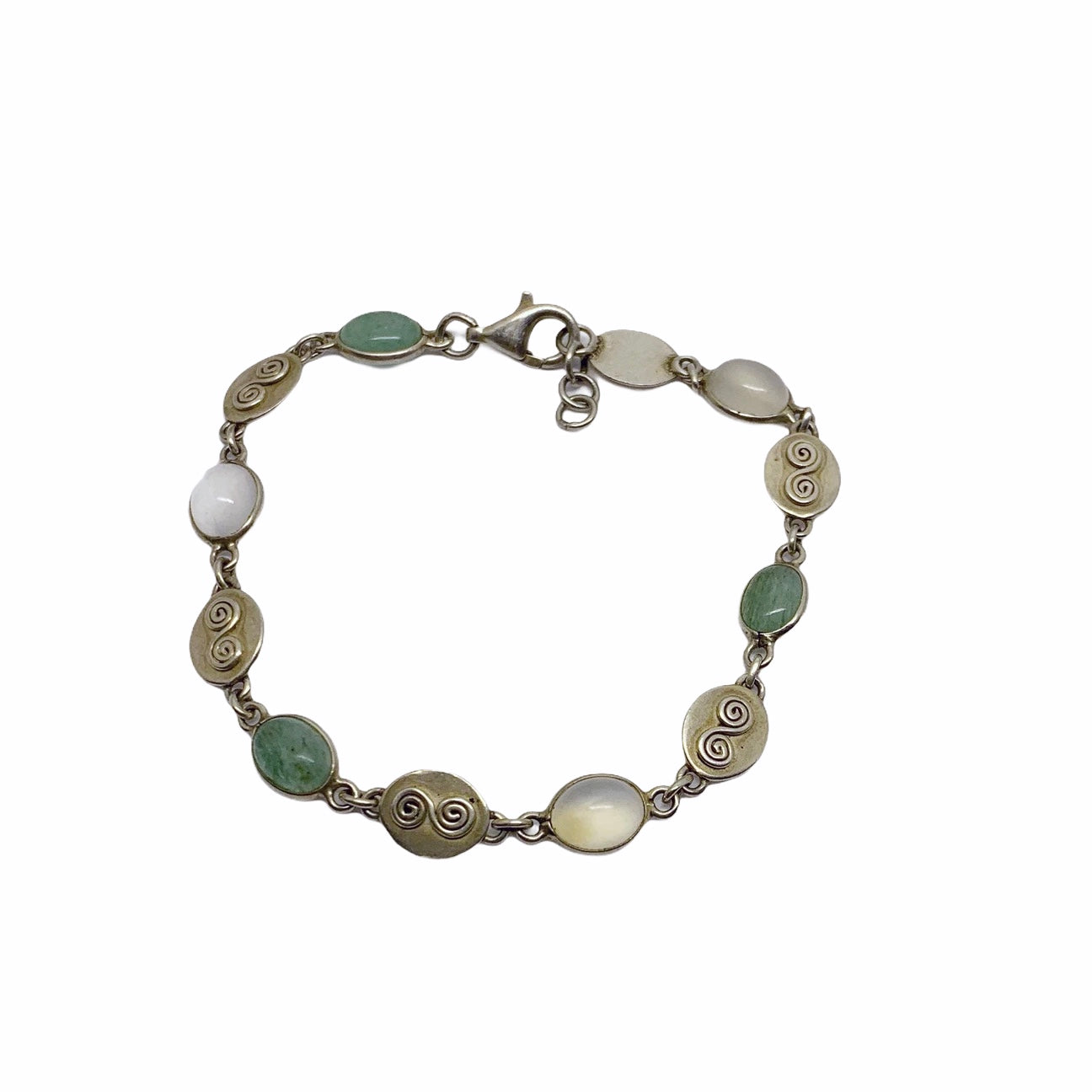 sterling silver moonstone & aventurine bracelet