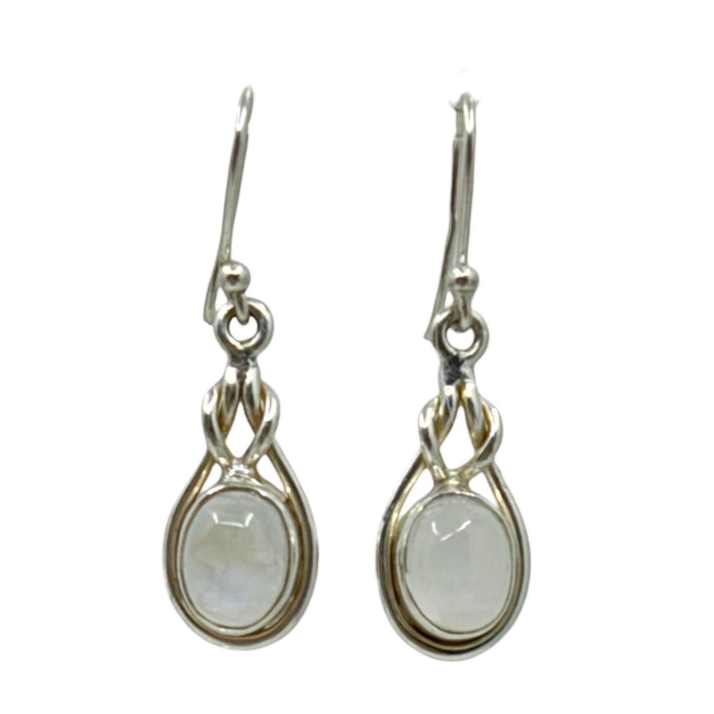 Sterling silver Moonstone cabochon drop earrings - GM128