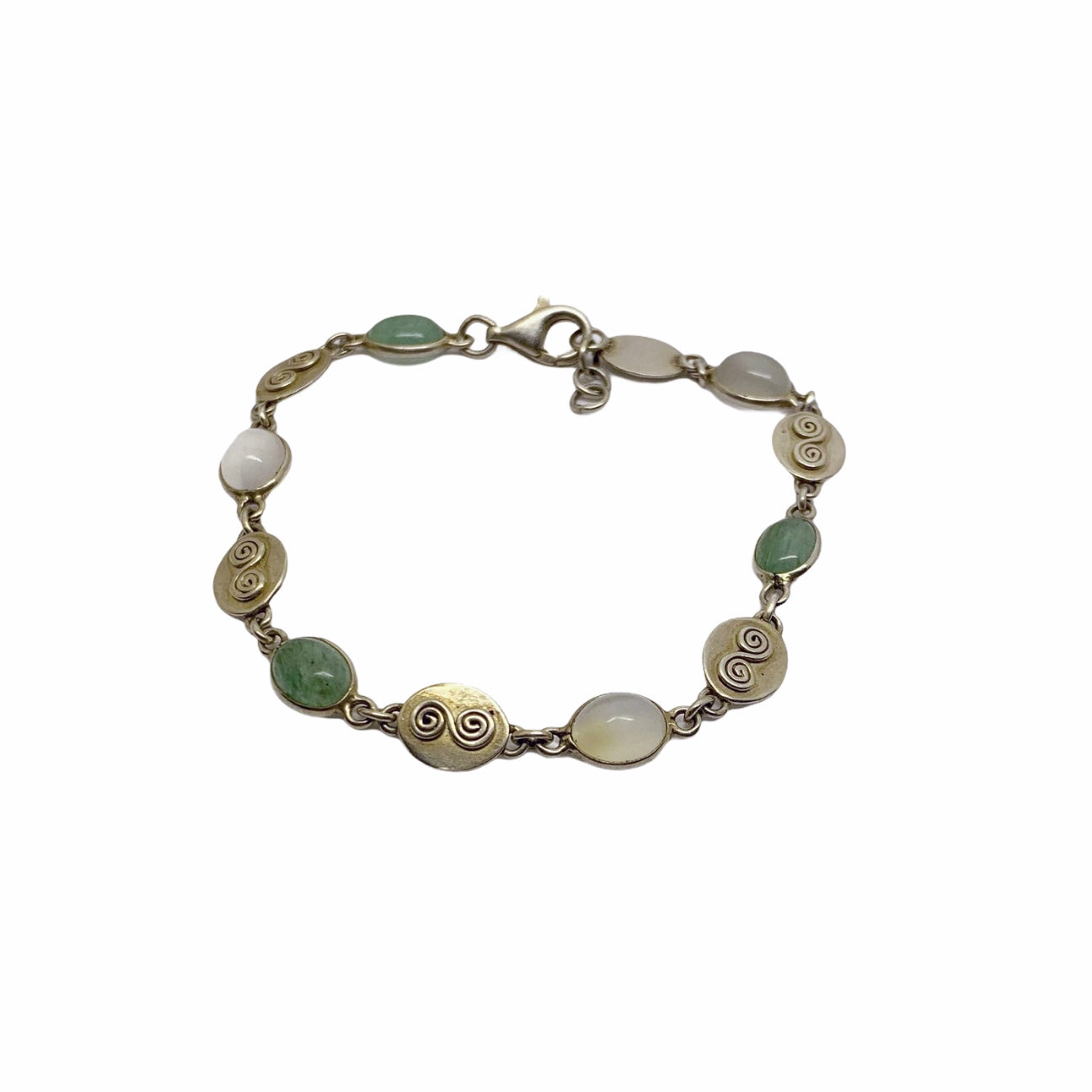 sterling silver moonstone & aventurine bracelet