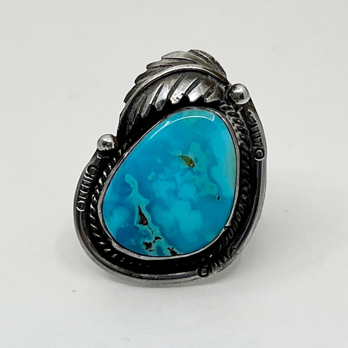 Steven Apachito Navajo sterling silver turquoise ring