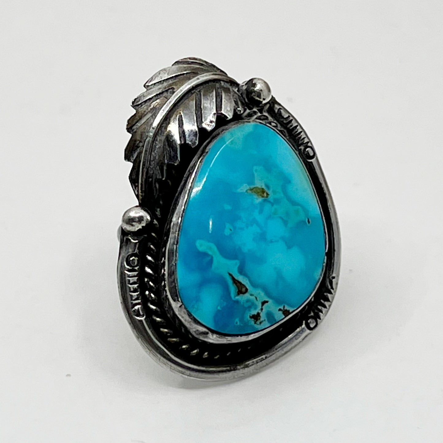 Steven Apachito Navajo sterling silver turquoise ring