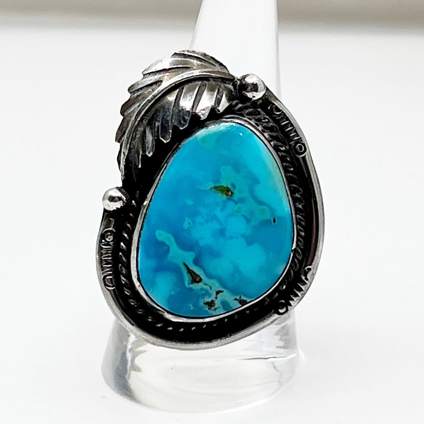 Steven Apachito Navajo sterling silver turquoise ring