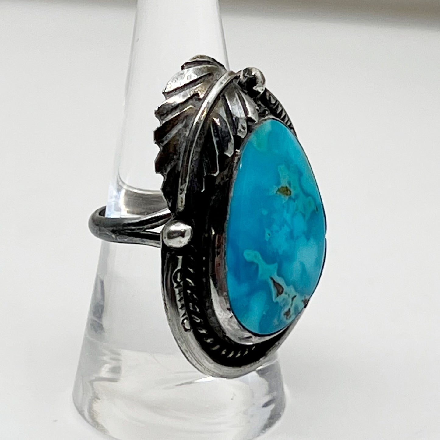 Steven Apachito Navajo sterling silver turquoise ring