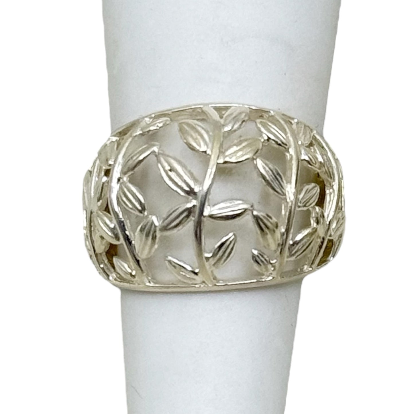 sterling silver olive leaf band ring - GM436