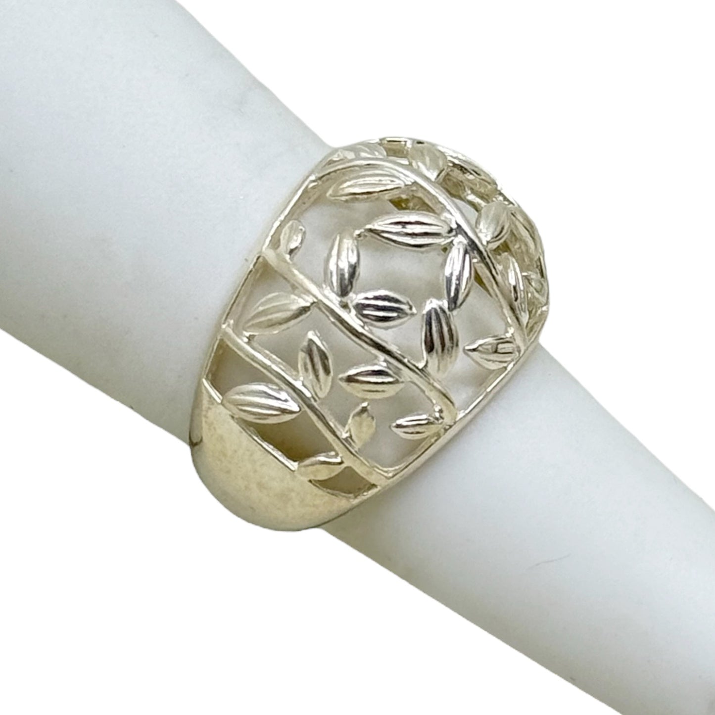 sterling silver olive leaf band ring - GM436