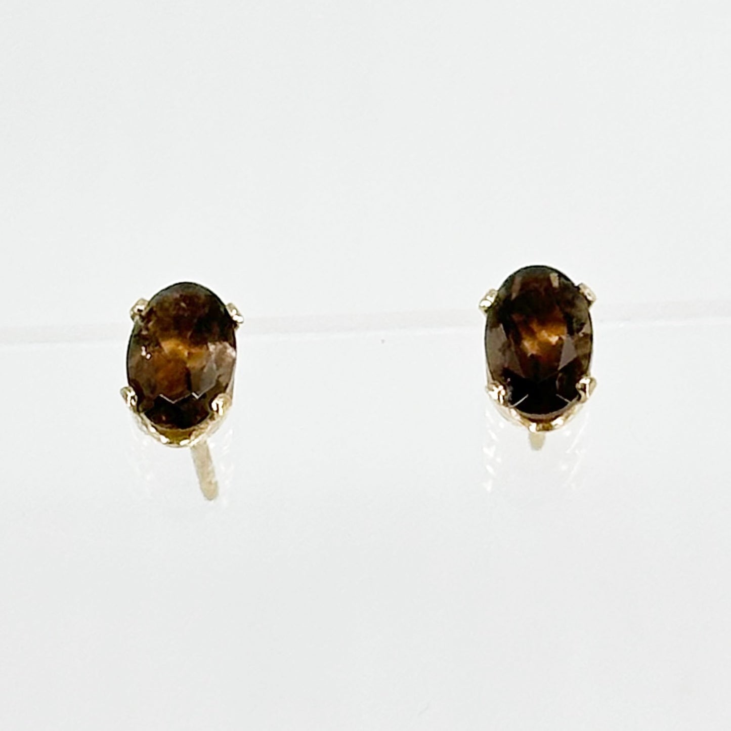 Gold Vermeil sterling silver smoky quartz stud earrings