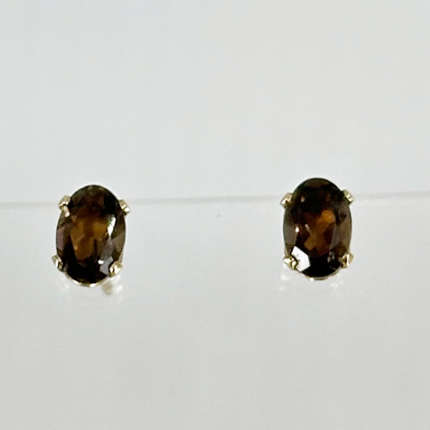 Gold Vermeil sterling silver smoky quartz stud earrings