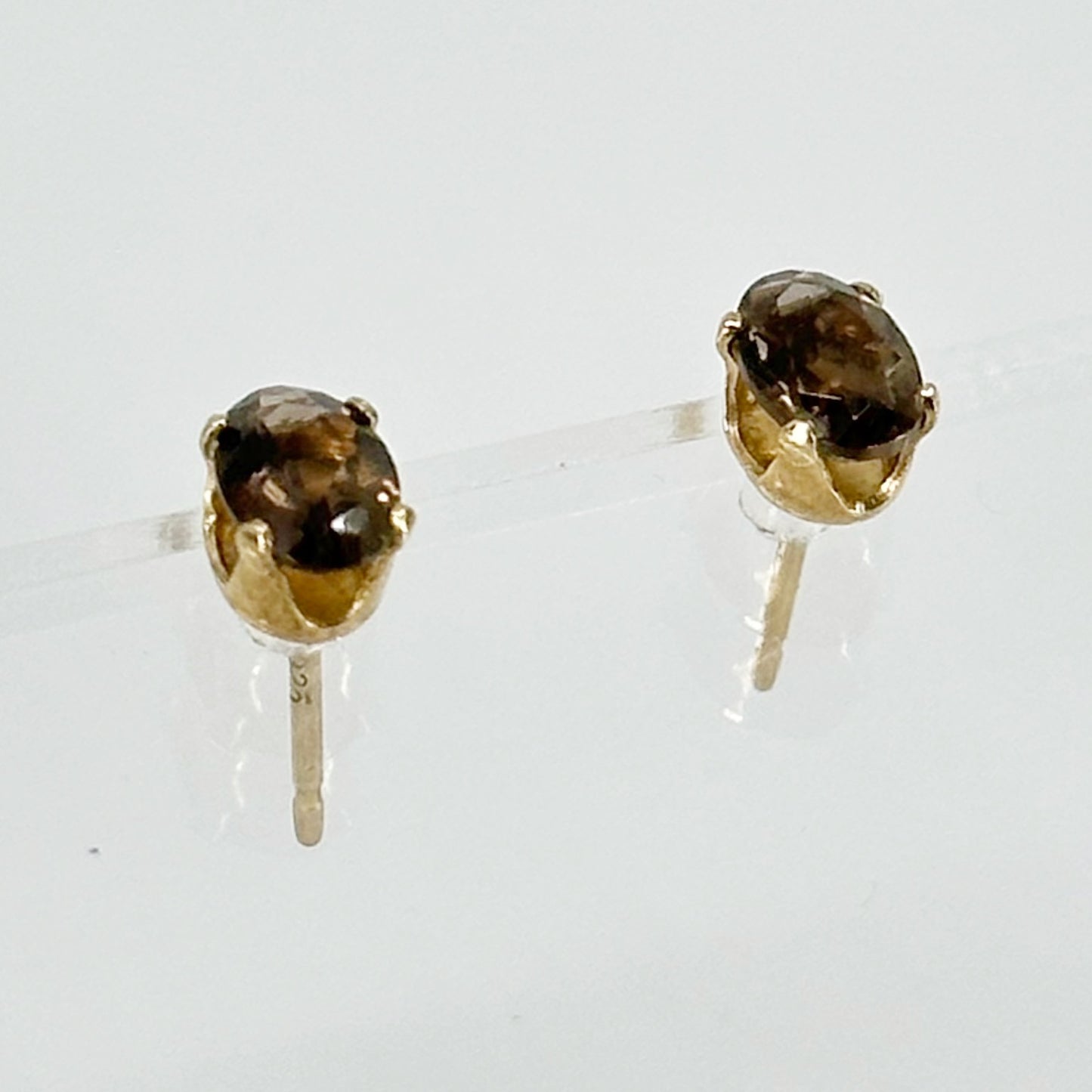 Gold Vermeil sterling silver smoky quartz stud earrings