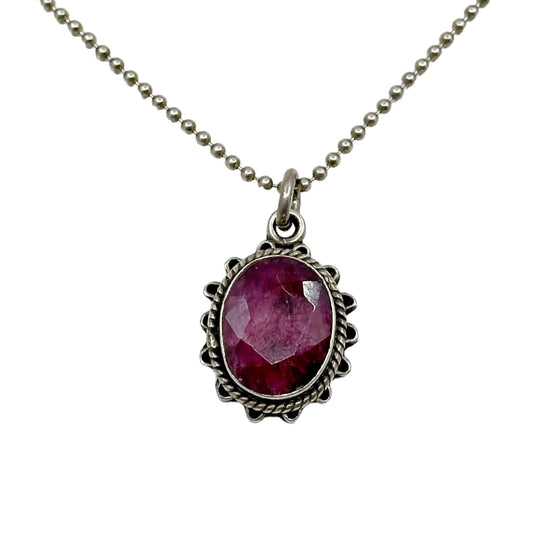 Sterling silver ruby pendant