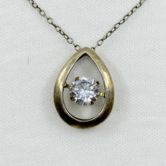 14k gold vermeil sterling silver cubic zirconia necklace GM710