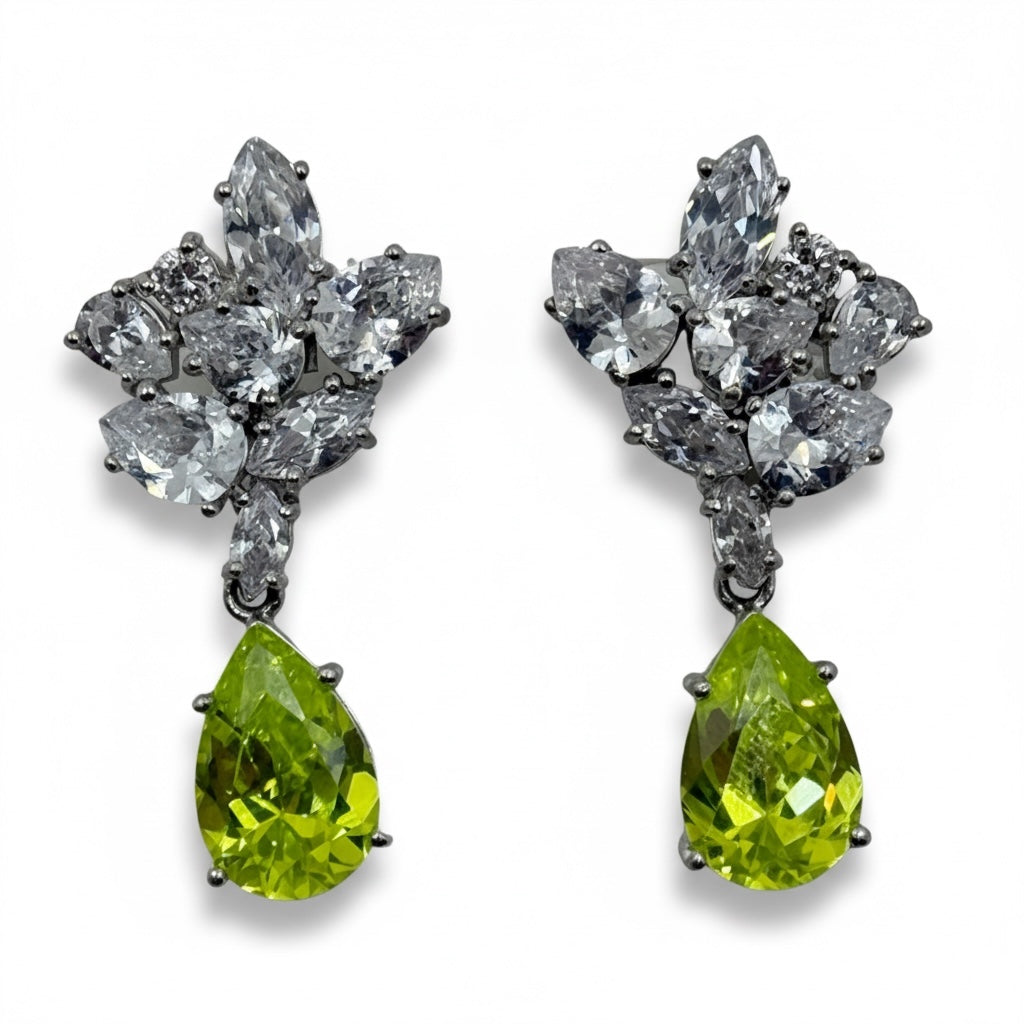 Sterling silver cubic zirconia drop earrings - GM147