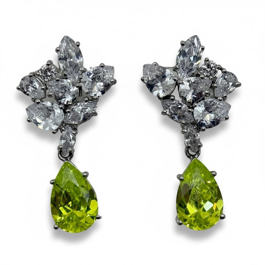 Sterling silver cubic zirconia drop earrings - GM147