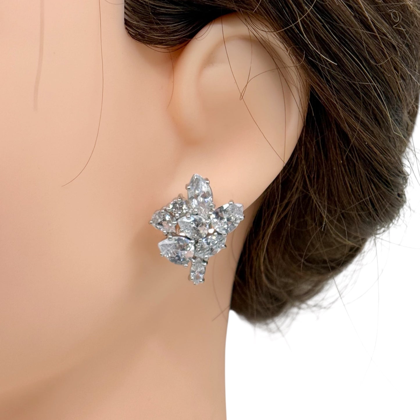 Sterling silver cubic zirconia drop earrings - GM147