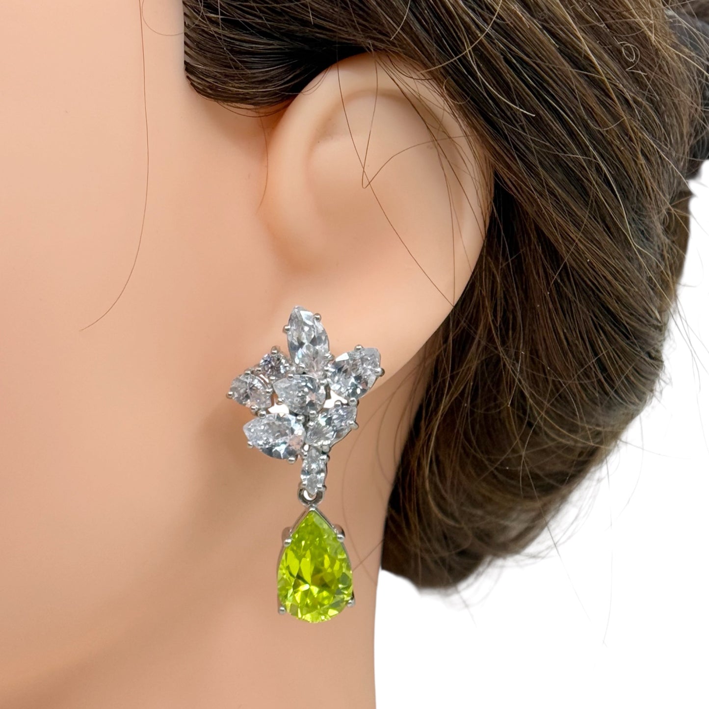 Sterling silver cubic zirconia drop earrings - GM147