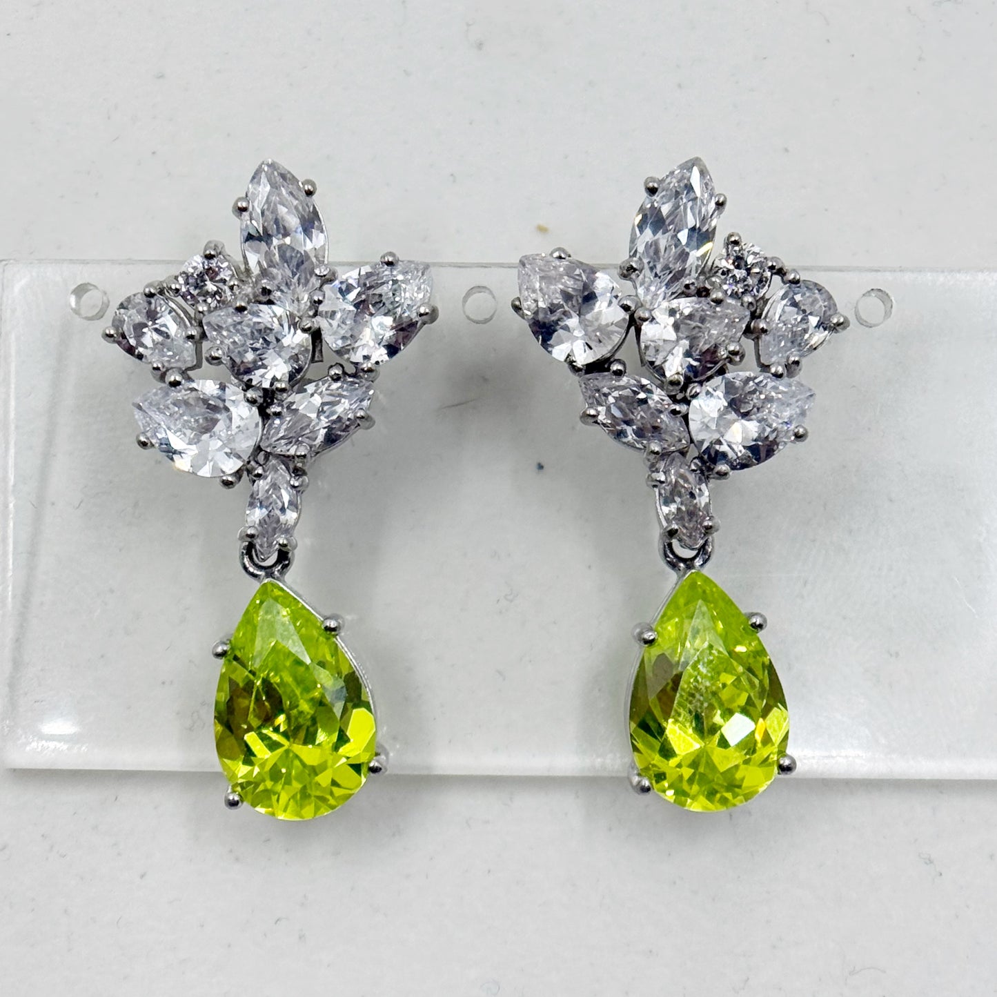 Sterling silver cubic zirconia drop earrings - GM147