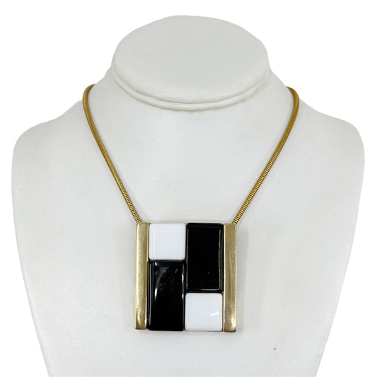 Vintage Gold tone lucite blocks pendant necklace - GM3016