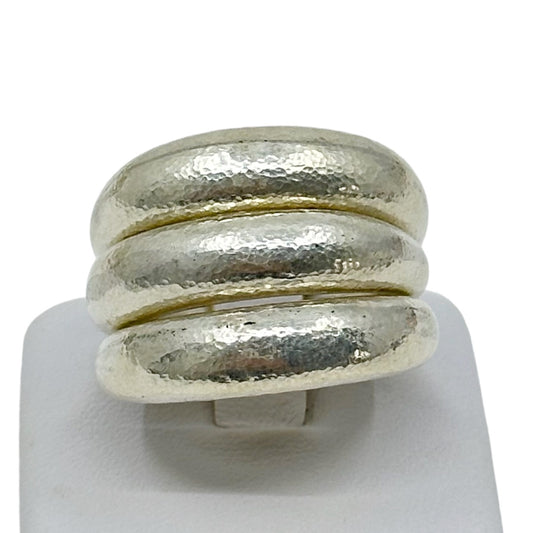 3 Vaubel Sterling silver hammered stack band ring set - GM149