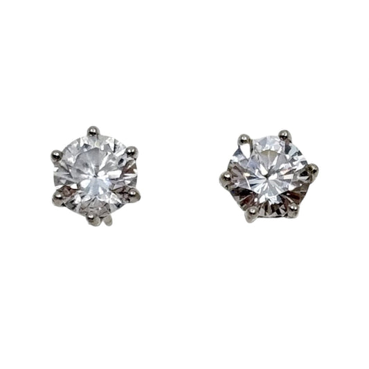 sterling silver 6.5mm cubic zirconia stud earrings - GM102
