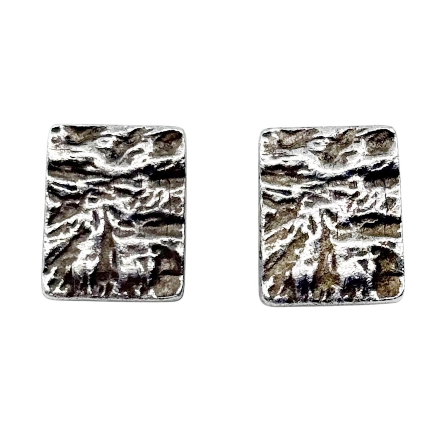 Vintage brutalist silver tone brutalist clip on earrings - GM1503