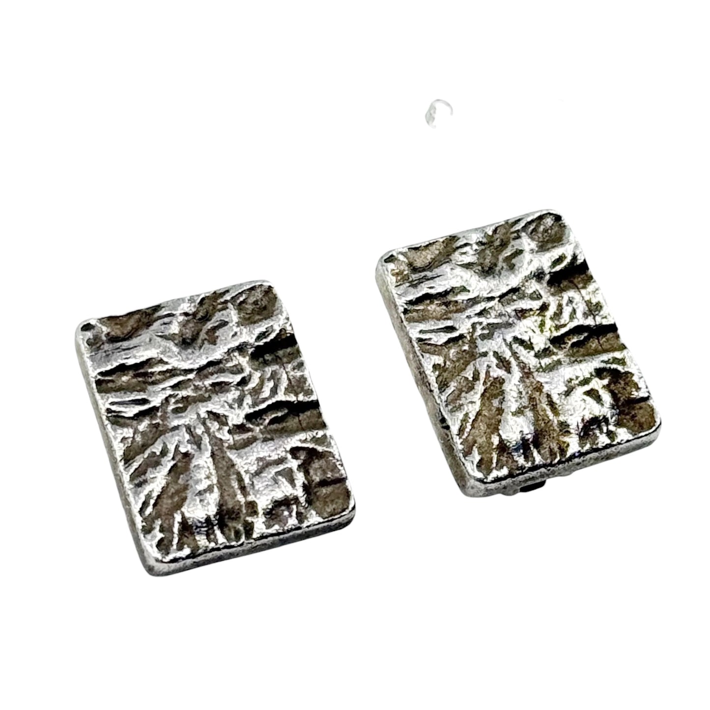 Vintage brutalist silver tone brutalist clip on earrings - GM1503