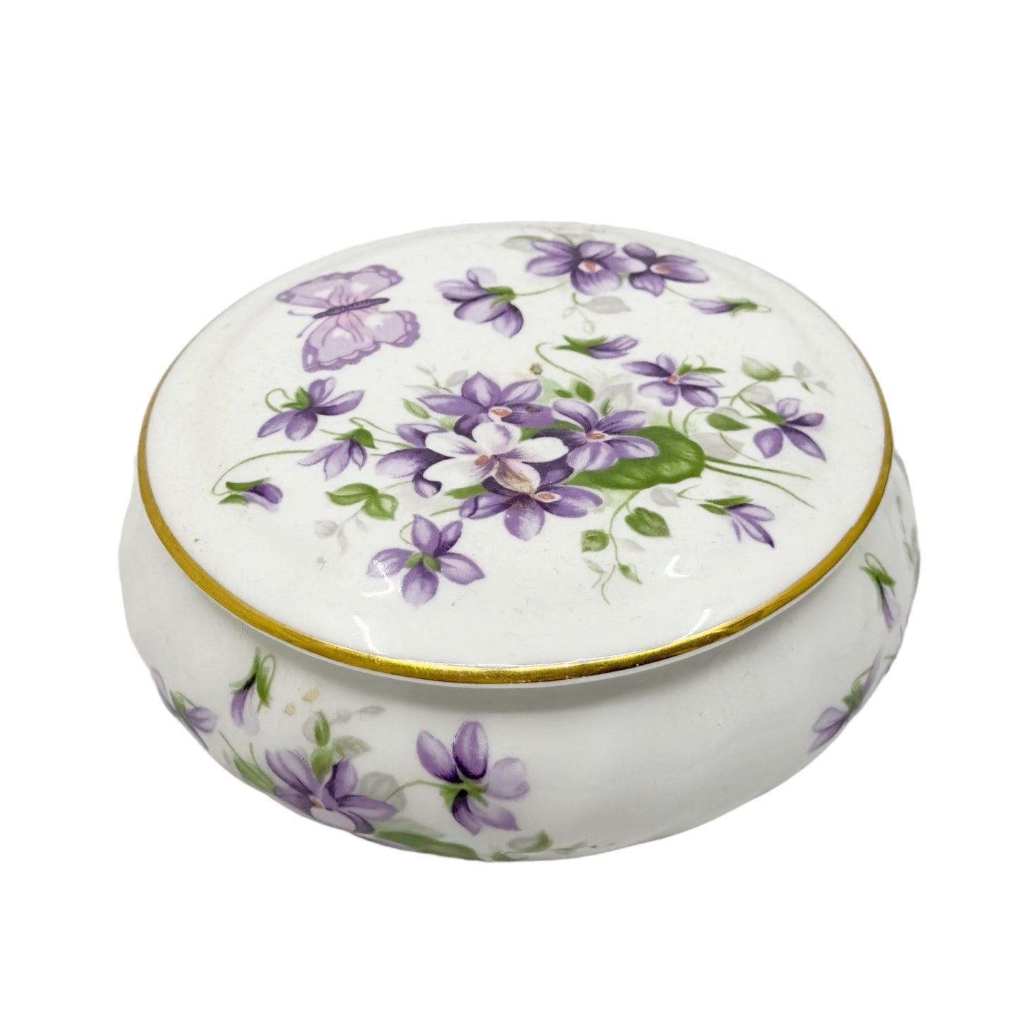 Aynsley Wild Violets fine bone china Porcelain Trinket Box