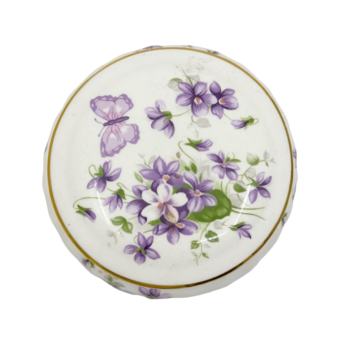 Aynsley Wild Violets fine bone china Porcelain Trinket Box