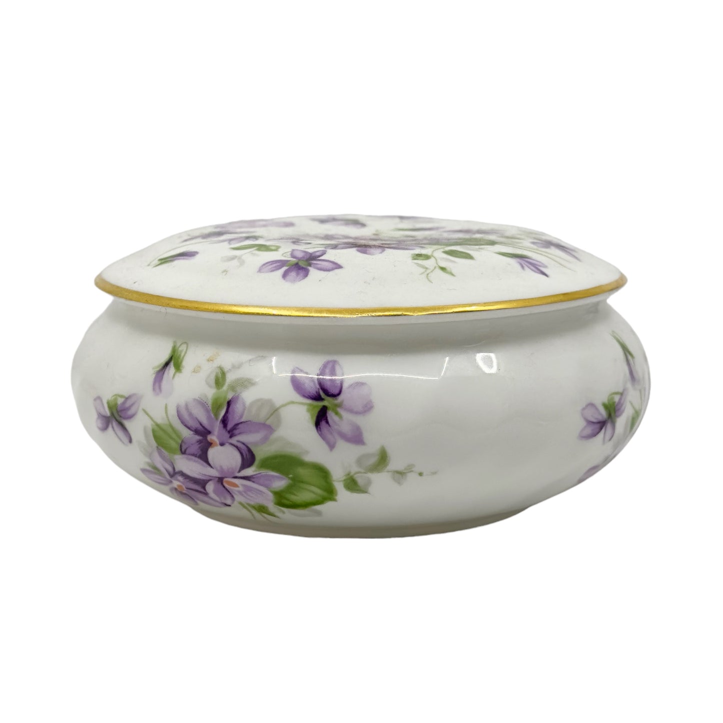 Aynsley Wild Violets fine bone china Porcelain Trinket Box