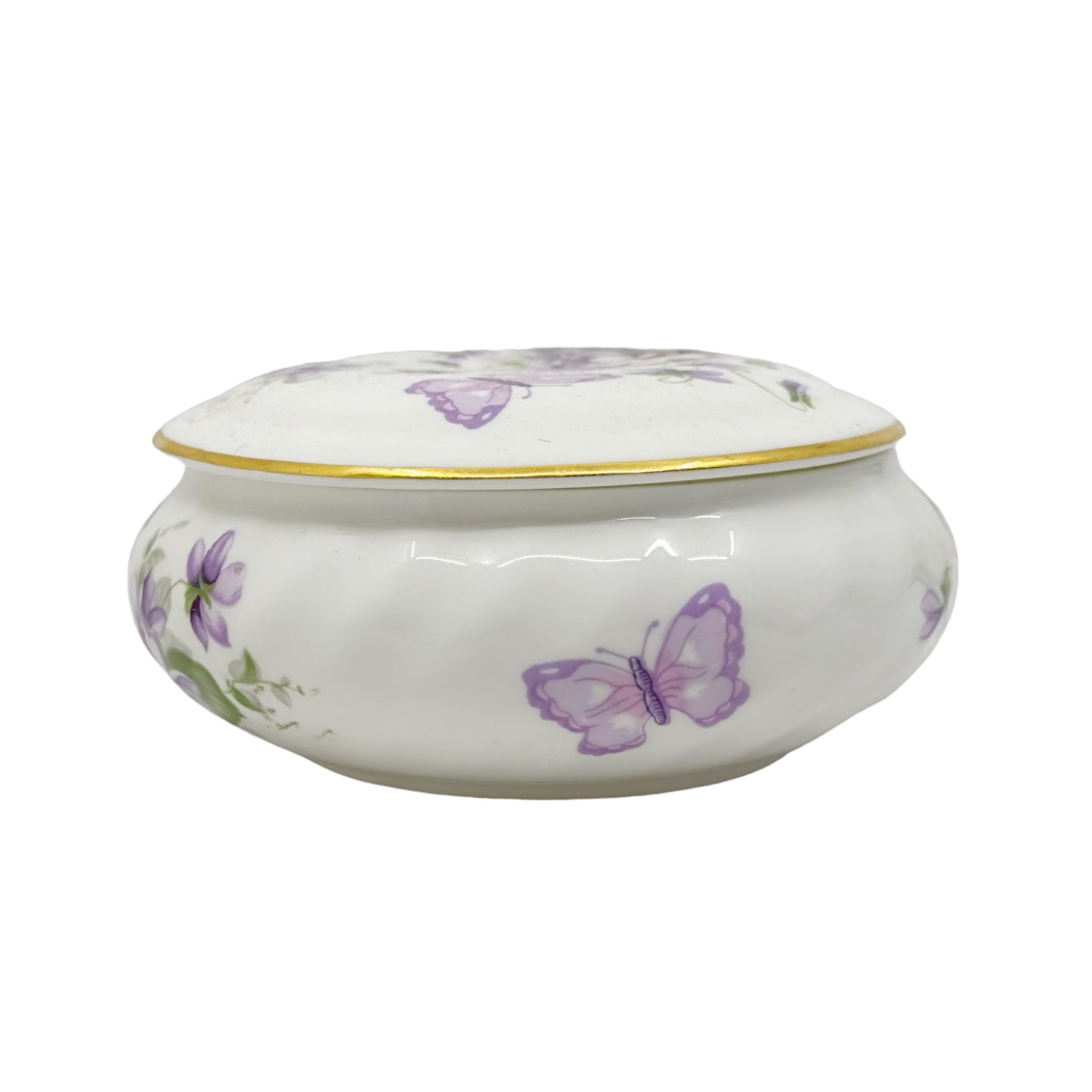 Aynsley Wild Violets fine bone china Porcelain Trinket Box