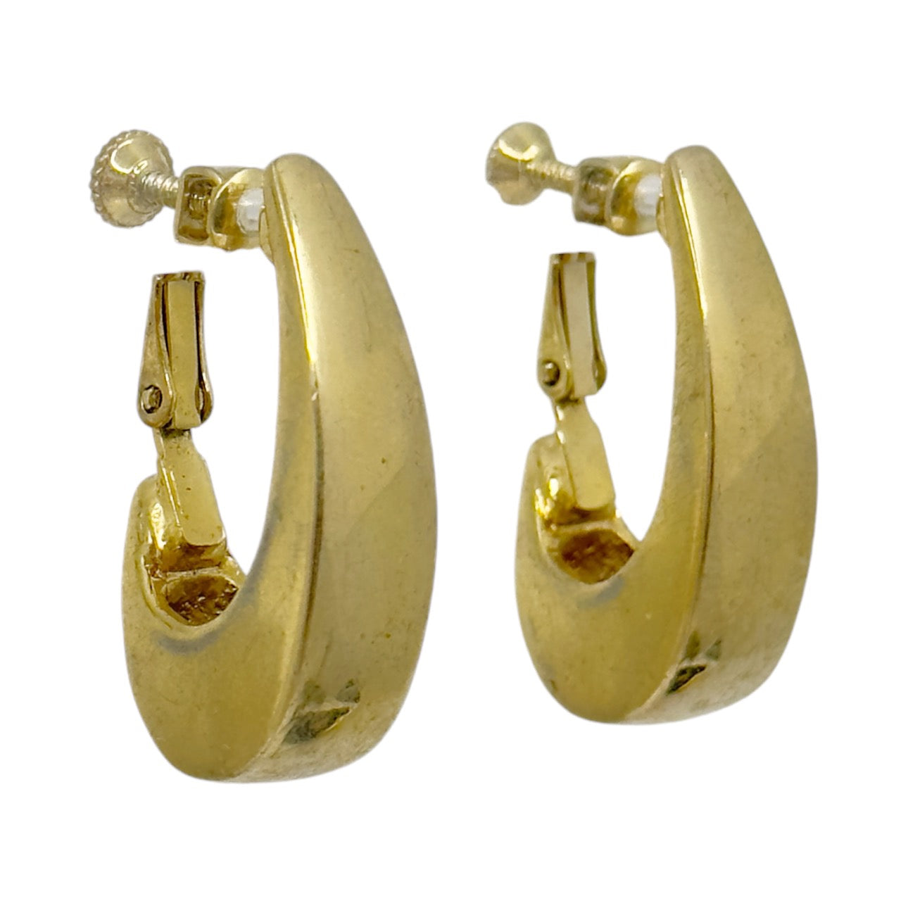 Vintage Gold Tone hoop clip on earrings